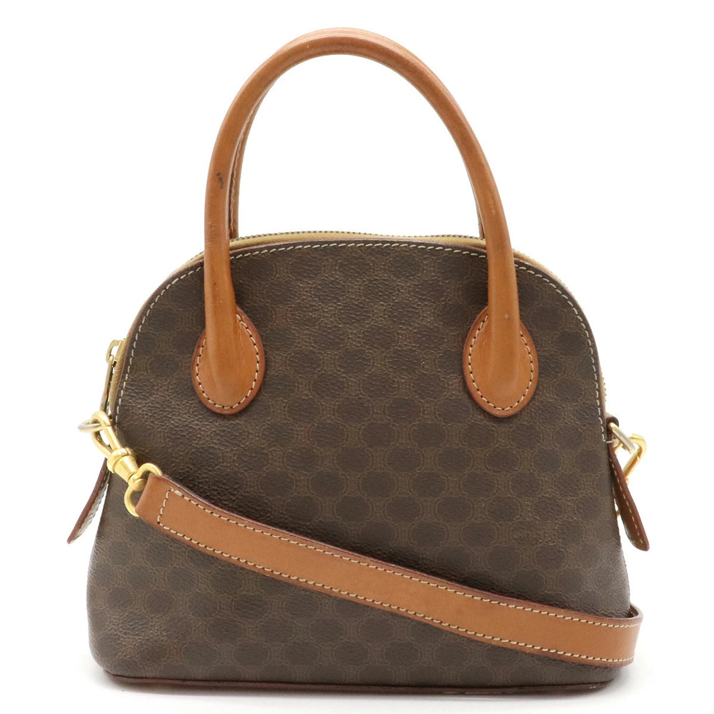 Celine Macadam 2way Crossbody Leather Brown Dark